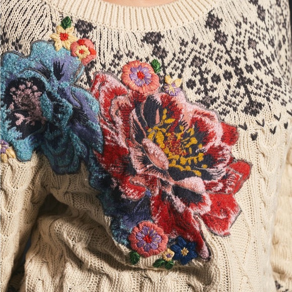 NWT Anthropologie Cable-knit Fairisle Sweater - Picture 4 of 8